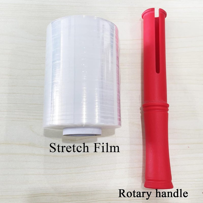 QILIMA Mini Clear Industrial Stretch Wrap Film, 80 Gauge Thick Cling Plastic Wrap for Moving, Pallet Wrap - Self Adhering Packaging Heavy Duty Shrink Film, 5" x 1000ft 4 Pack with Handle - Image 4